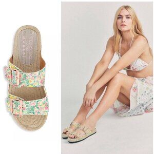 LoveShackFancy x Manebi Nordic Suede Sandals in Rainbow Skies